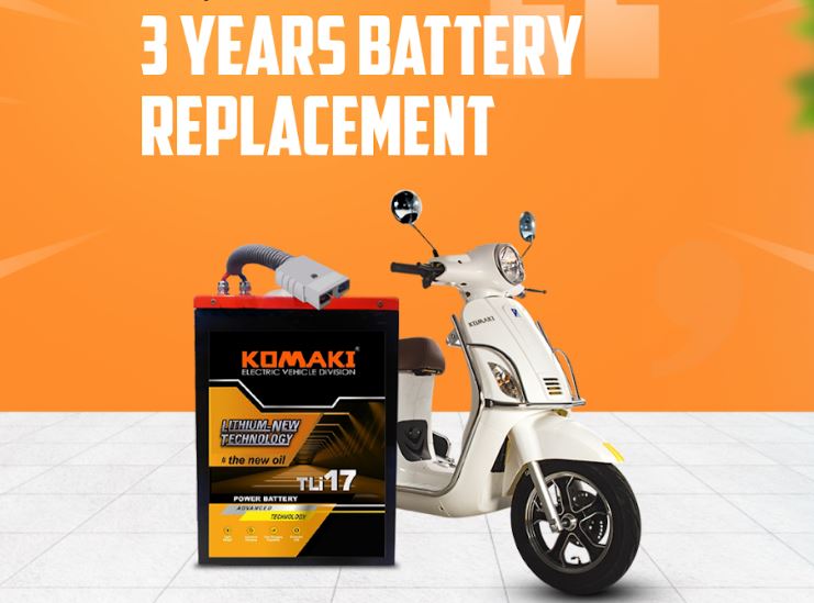 Komaki EV 3 years battery replacement
